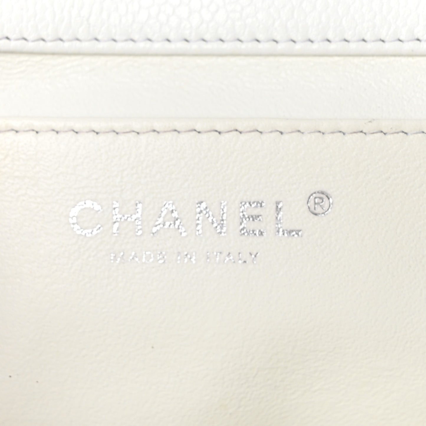Caviar Quilted Clutch With Chain Flap White