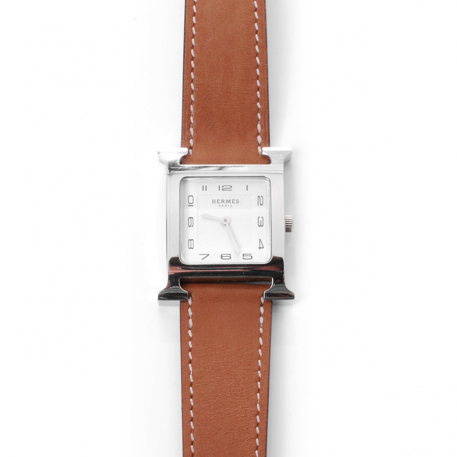 Hermes Stainless Steel Barenia 26mm Heure H Hour Quartz Watch Fauve 1 of 5