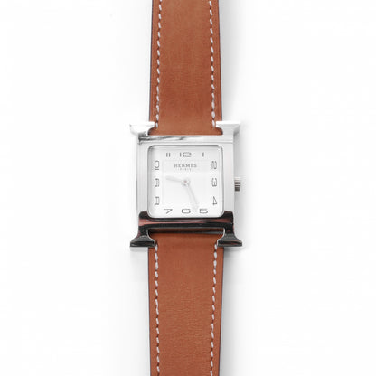 Hermes Stainless Steel Barenia 26mm Heure H Hour Quartz Watch Fauve 1 of 5