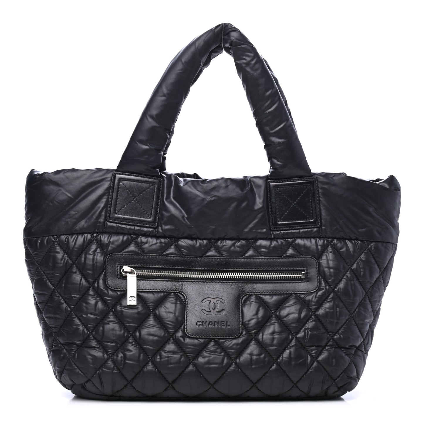 Nylon Quilted Coco Cocoon Medium Reversible Tote Black Red