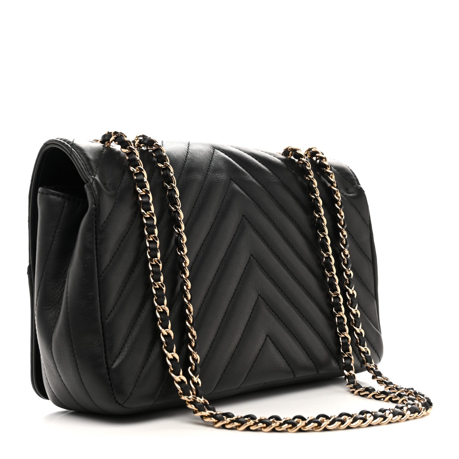 Chanel Calfskin Chevron Quilted Small Statement Flap Black 3 of 12
