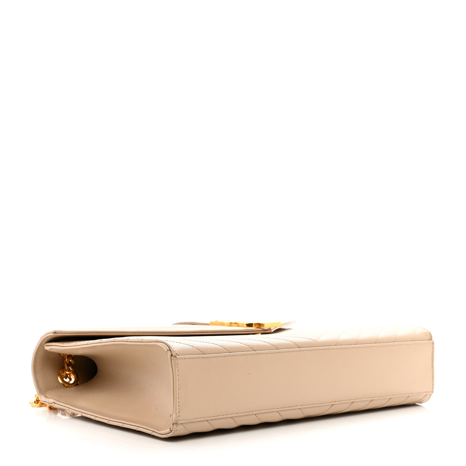 Saint Laurent Grain De Poudre Matelasse Chevron Large Monogram Satchel Dark Beige 4 of 9