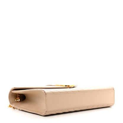 Saint Laurent Grain De Poudre Matelasse Chevron Large Monogram Satchel Dark Beige 4 of 9