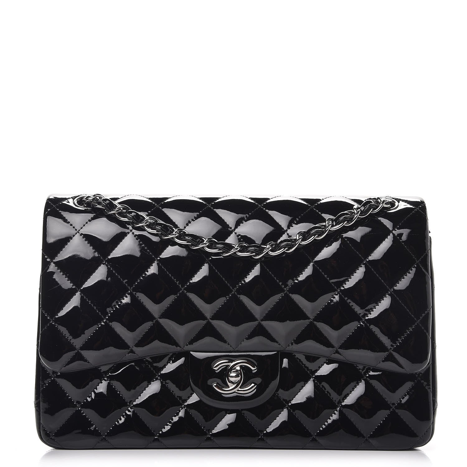 Chanel Patent Quilted Jumbo Double Flap Black 1 of 11