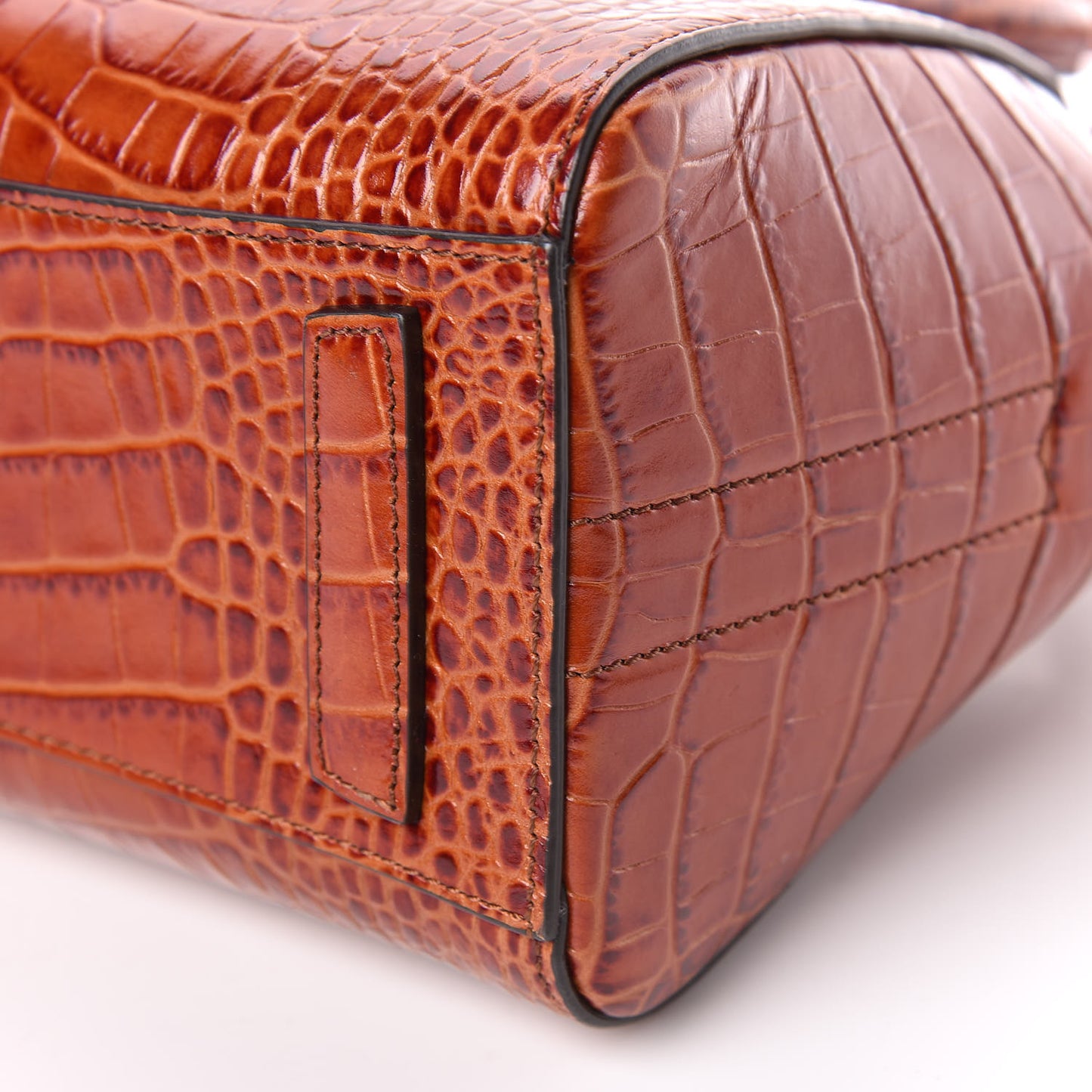 Calfskin Crocodile Embossed Mini Antigona Cognac