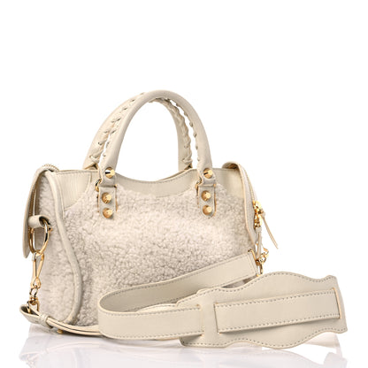 Balenciaga Shearling Nappa Gold Metallic Edge Hardware Mini City Cream 3 of 15