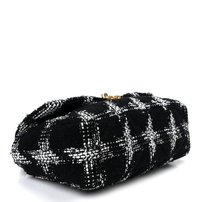 Chanel Tweed Quilted Medium Chanel 19 Flap Black White 4 of 10