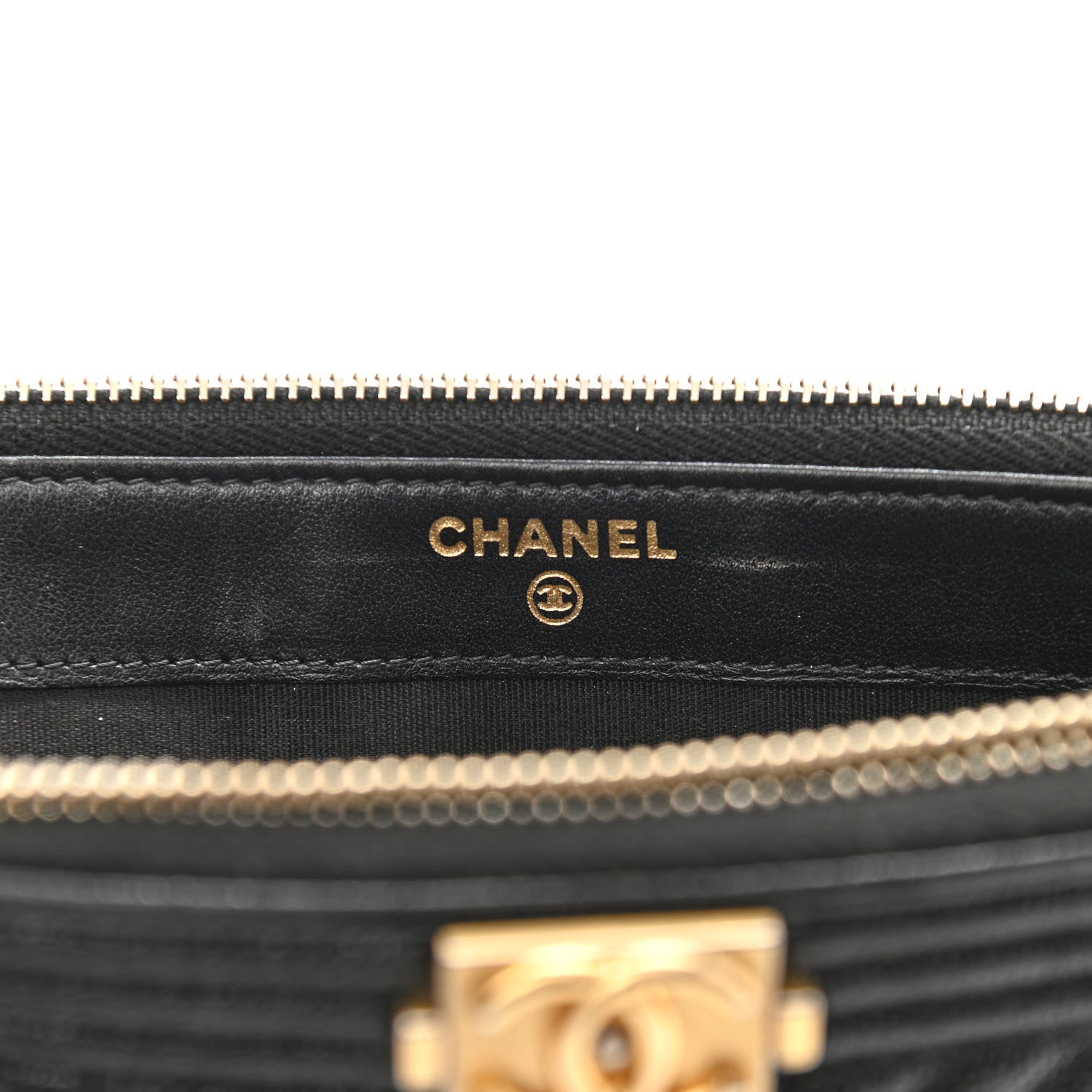 Chanel Caviar Chevron Small Boy Clutch With Chain Black 7 of 11
