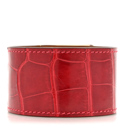 Hermes Shiny Alligator Collier De Chien CDC Bracelet T2 Braise 3 of 6