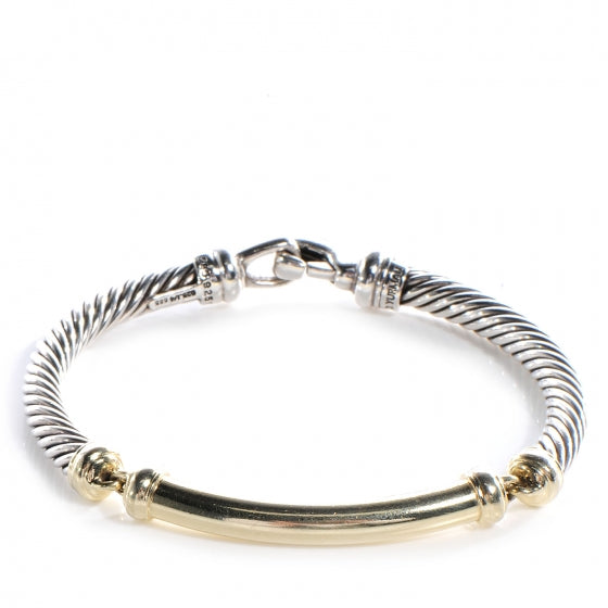 Sterling Silver 14K Yellow Gold 5mm Metro Cable Bracelet
