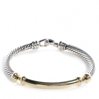 David Yurman Sterling Silver 14K Yellow Gold 5mm Metro Cable Bracelet 1 of 4
