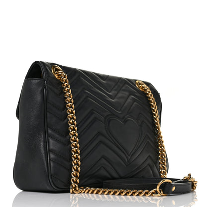Gucci Calfskin Matelasse Medium GG Marmont Shoulder Bag Black 3 of 11