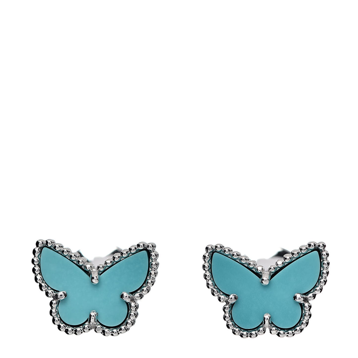 18K White Gold Turquoise Sweet Alhambra Butterfly Earrings