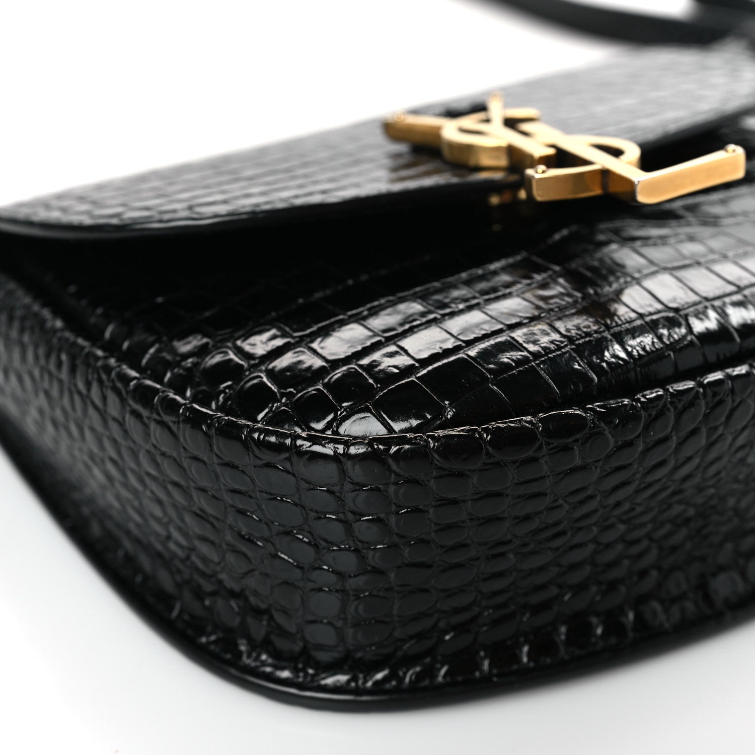 Saint Laurent Crocodile Embossed Calfskin Small Kaia Satchel Black 7 of 8