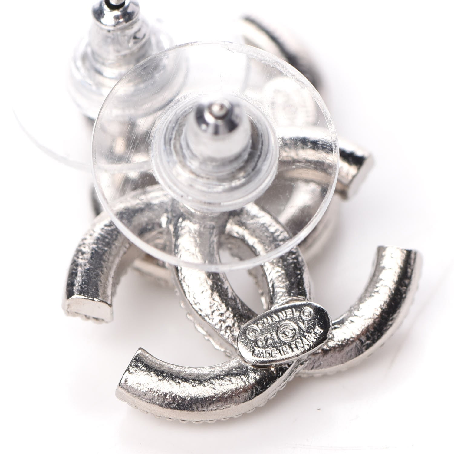 Chanel Crystal CC Earrings Silver 4 of 5