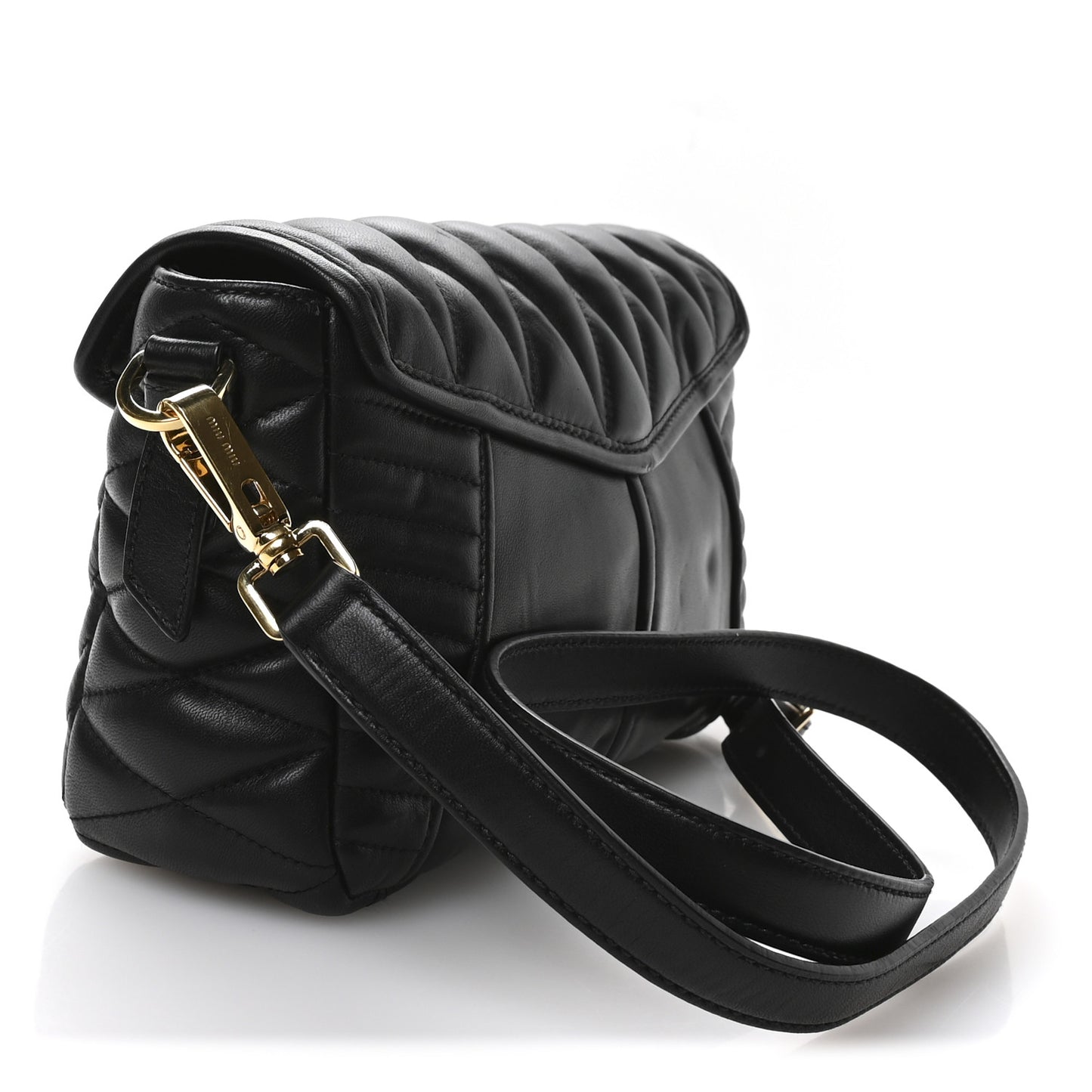 Nappa Matelasse Biker Shoulder Bag Black