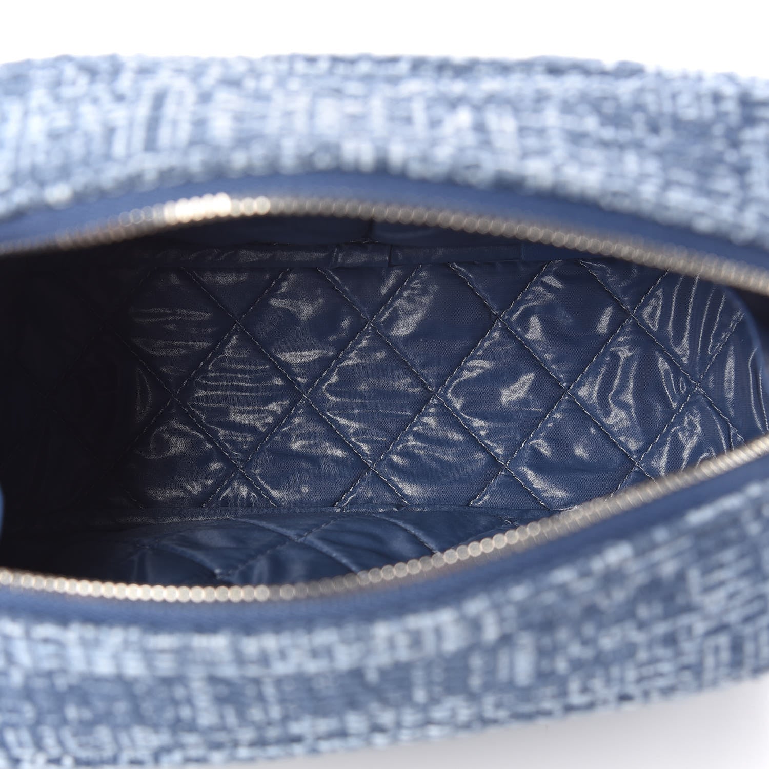 Chanel Woven Straw Raffia Deauville Cosmetic Pouch Blue 5 of 10