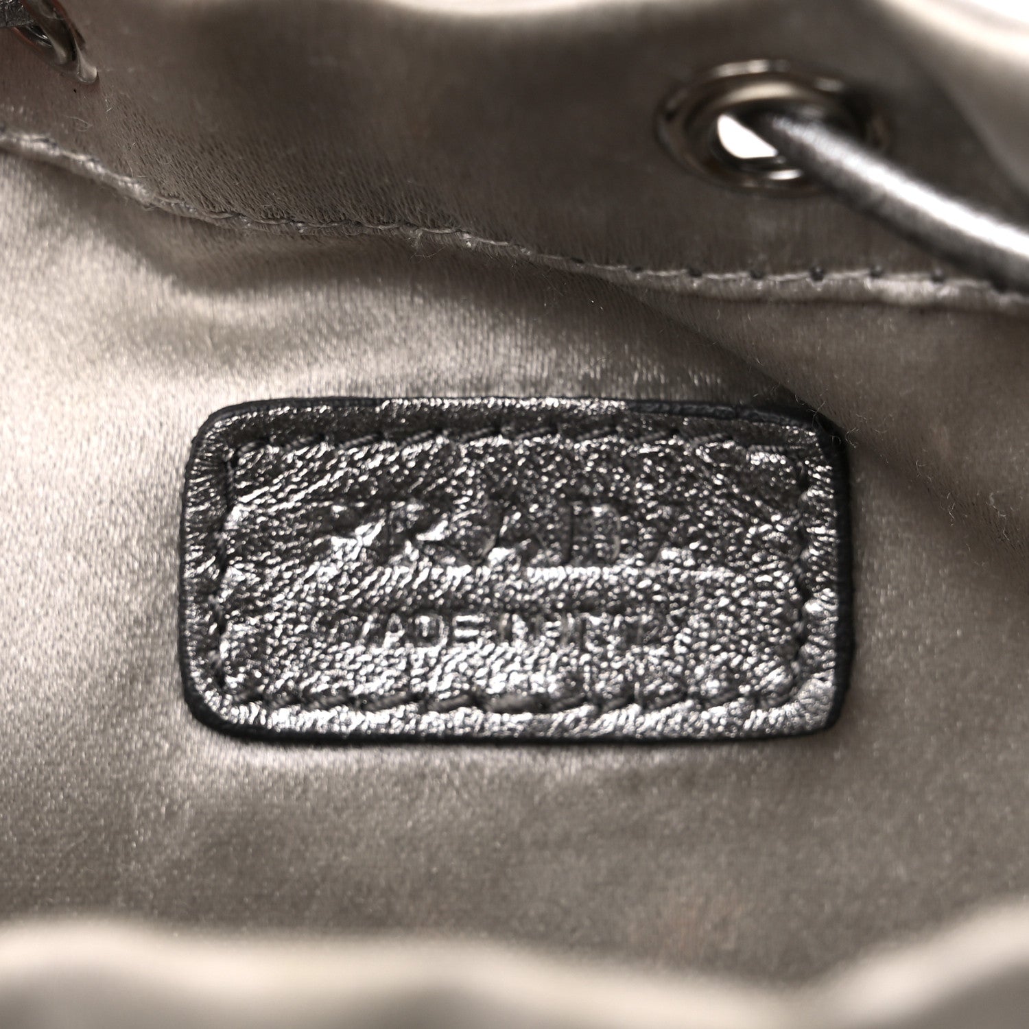 Prada Satin Crystal Drawstring Pouch Crossbody Silver 6 of 11