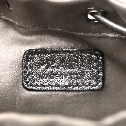 Prada Satin Crystal Drawstring Pouch Crossbody Silver 6 of 11