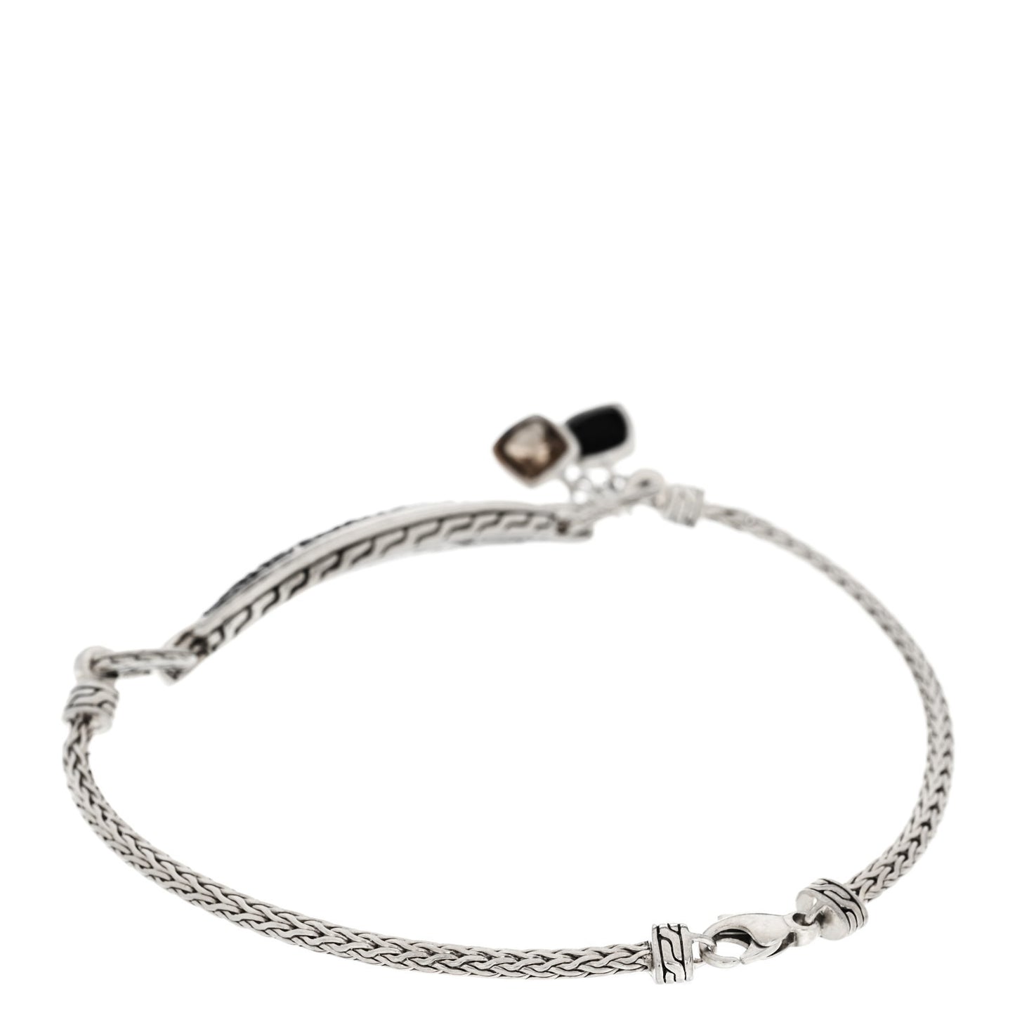 Sterling Silver Black Sapphire Smokey Quartz Bracelet