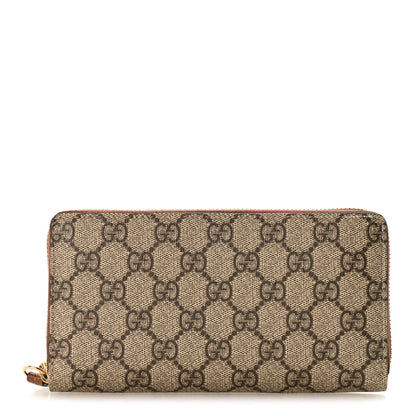 Gucci GG Supreme Monogram Cuoio Toscano Zip Around Wallet Beige Ebony Cuir 1 of 12