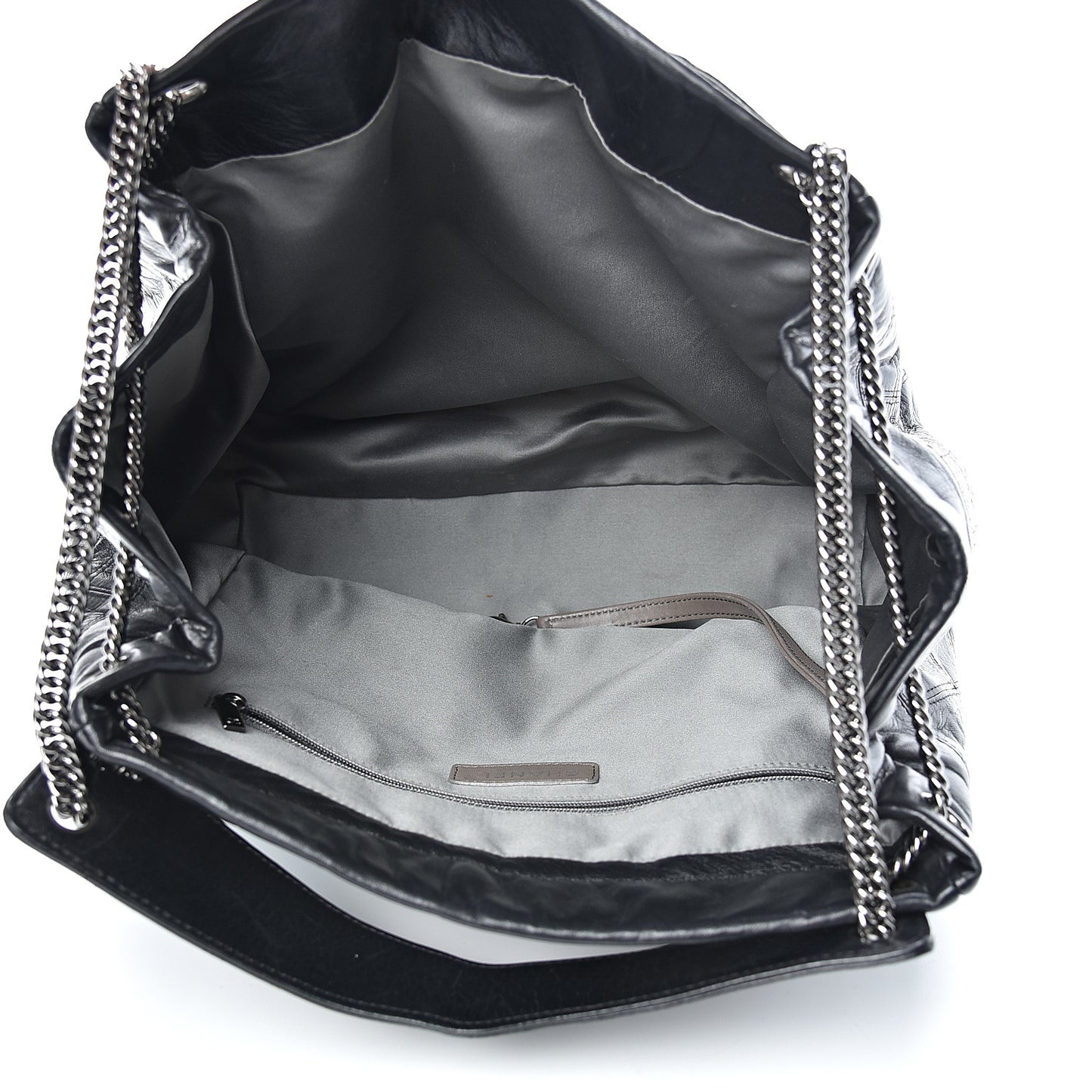 Lambskin Square Stitched Lax Accordion Shoulder Bag Black