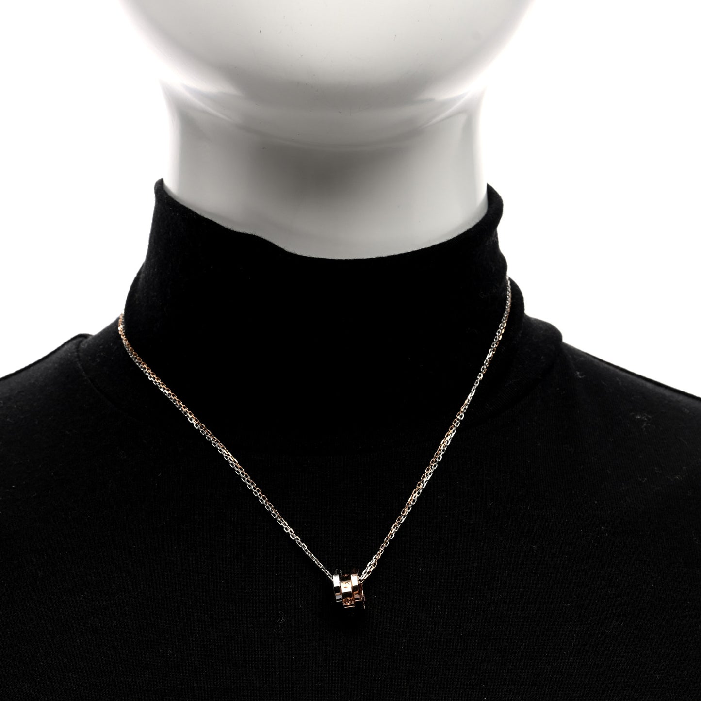 18K White Pink Gold Diamond Three Ring LOVE Pendant Necklace