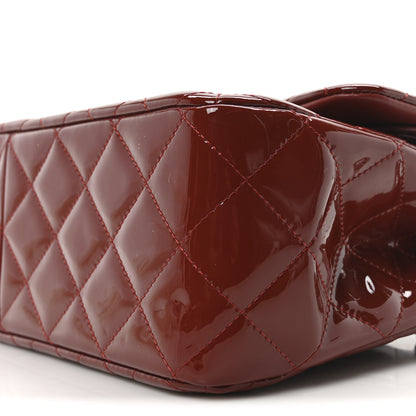 Chanel Patent Quilted Jumbo Double Flap Dark Red 10 of 11