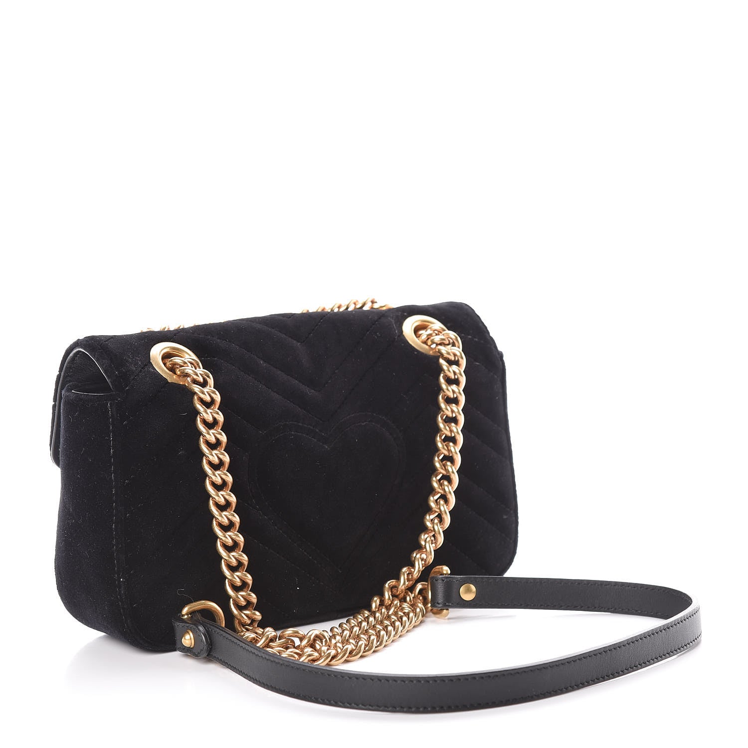 Gucci Velvet Matelasse Mini GG Marmont Shoulder Bag Black 3 of 17