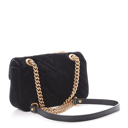 Gucci Velvet Matelasse Mini GG Marmont Shoulder Bag Black 3 of 17