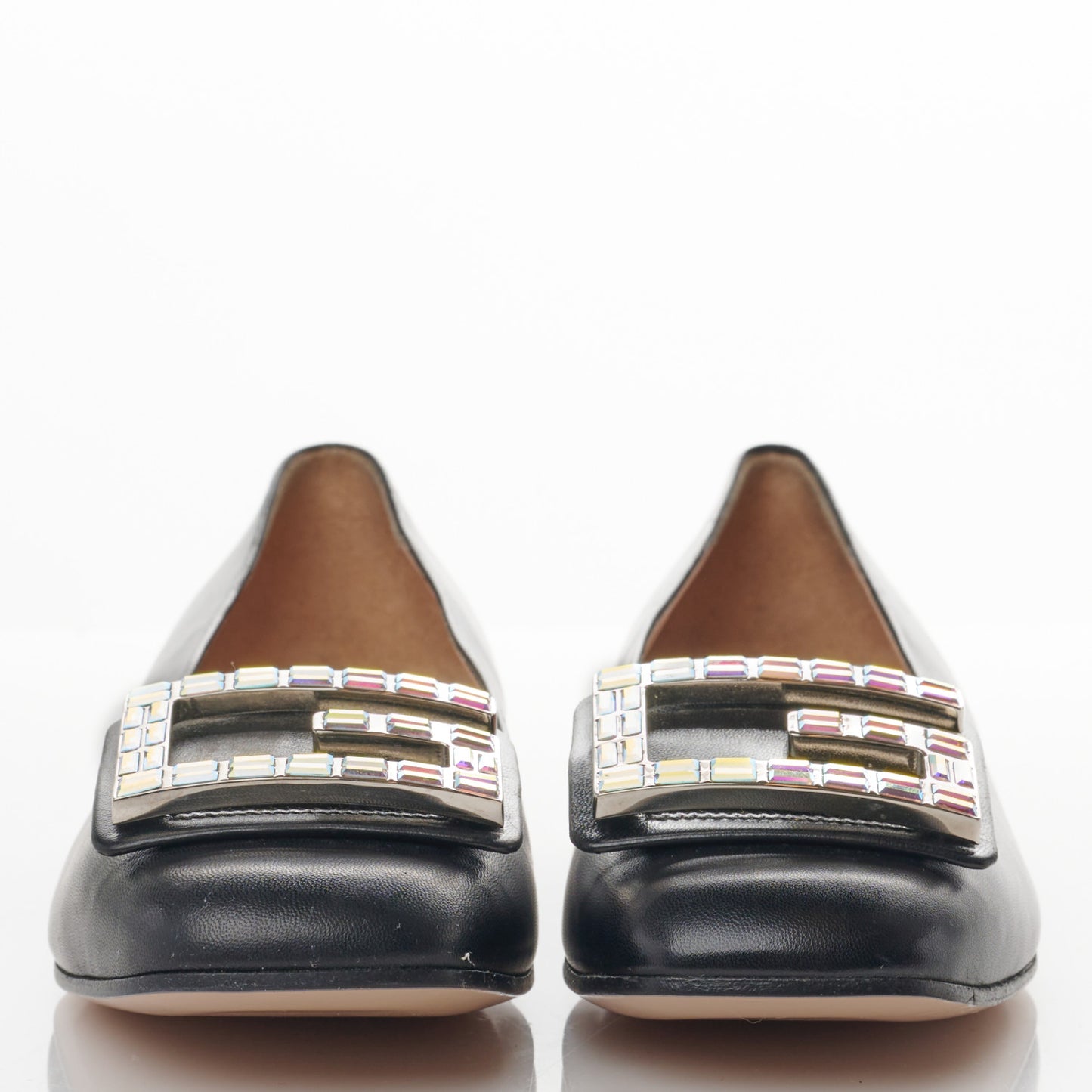 Malaga Kid Crystal Square G Madelyn Ballet Flats 37 Black
