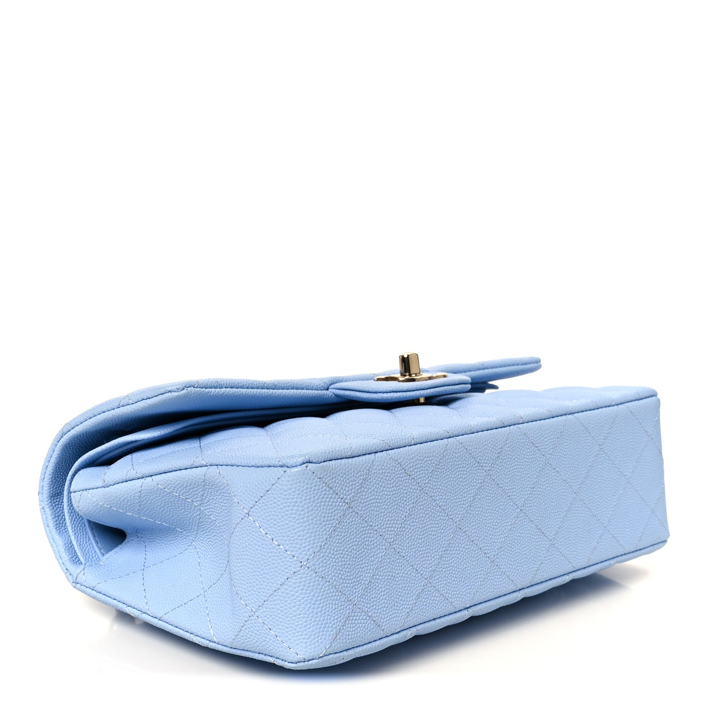 Caviar Quilted Small Double Flap Light Blue