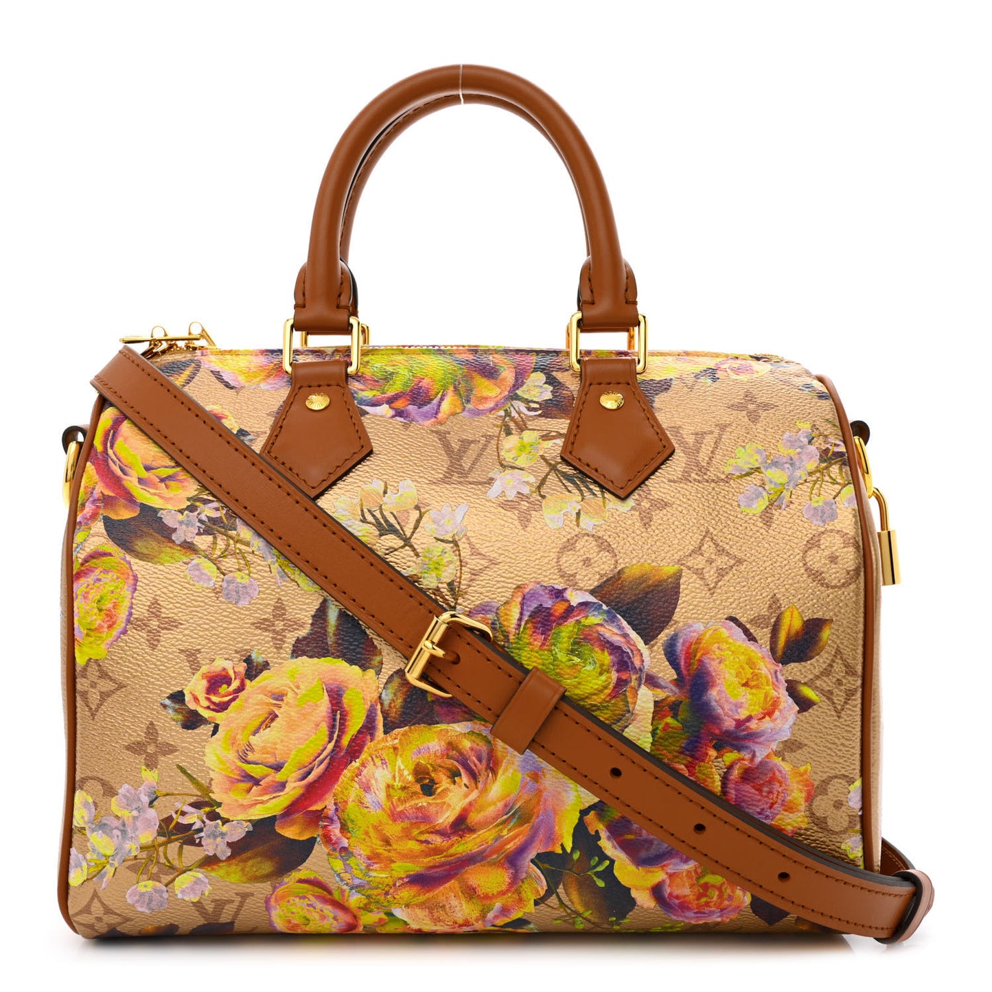 Metallic Monogram LV Garden Speedy Bandouliere 25 Gold