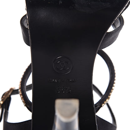 Chanel Satin Crystal CC Sandals 38.5 Black 11 of 12