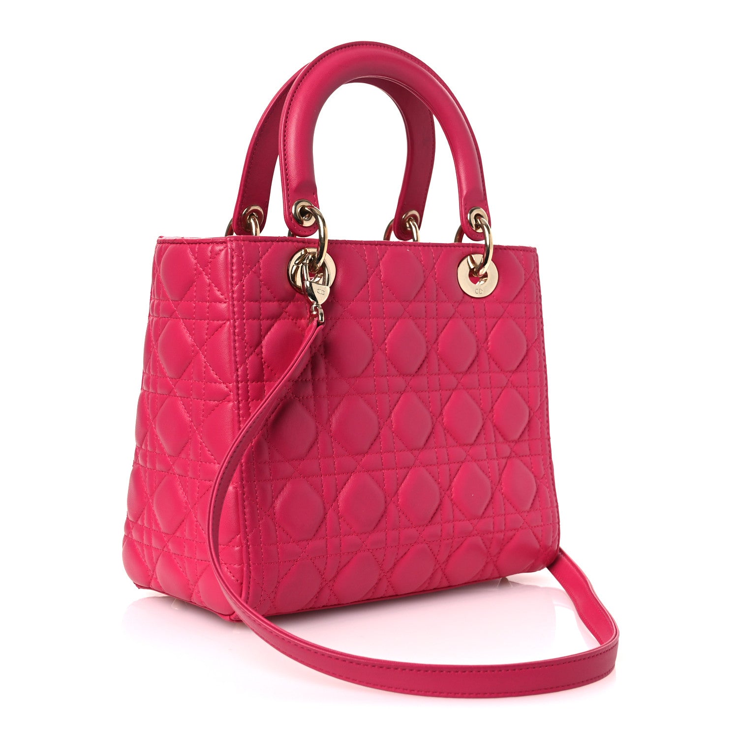 Christian Dior Lambskin Cannage Medium Lady Dior Fuchsia 3 of 13