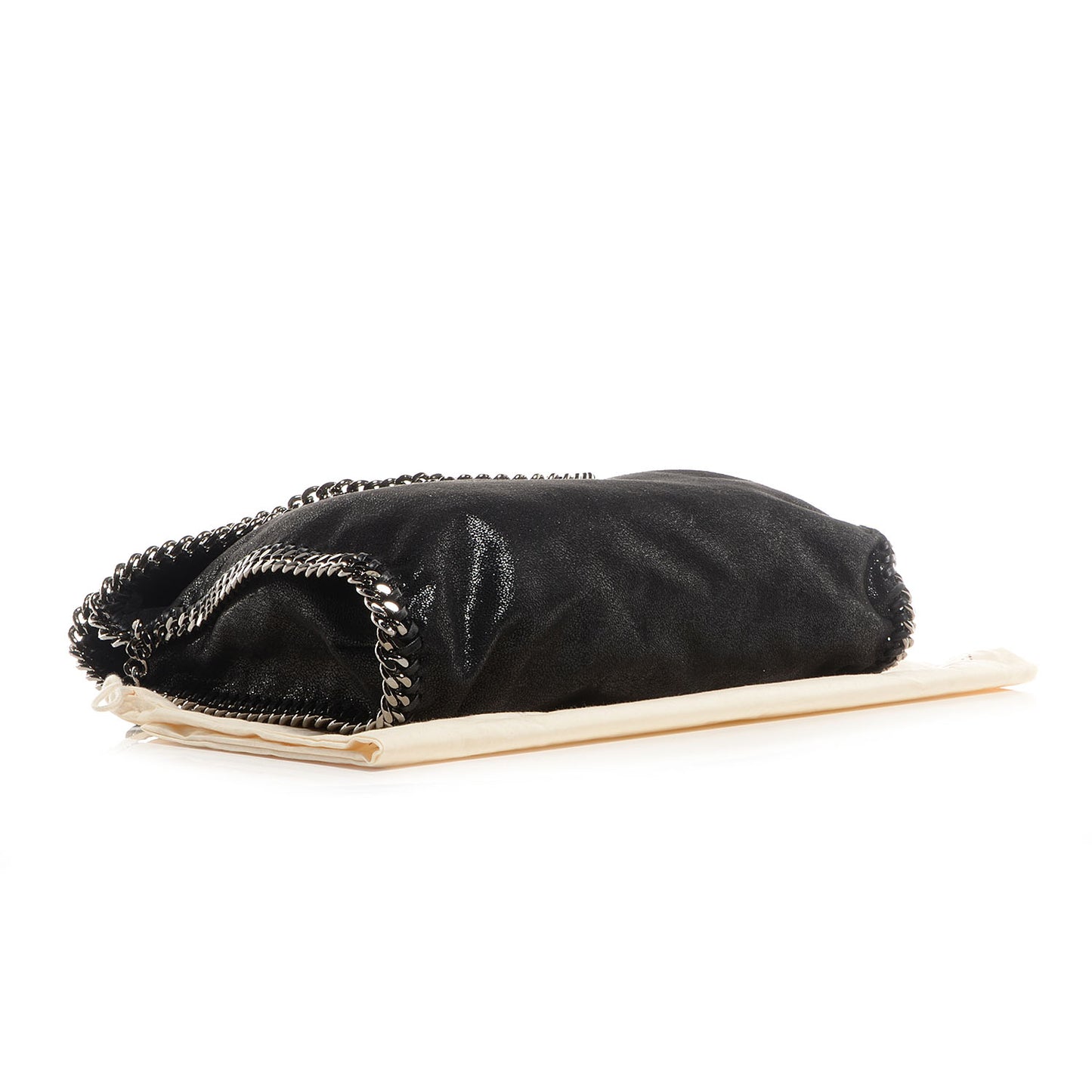 Faux Leather Shaggy Deer Falabella Fold Over Tote Black