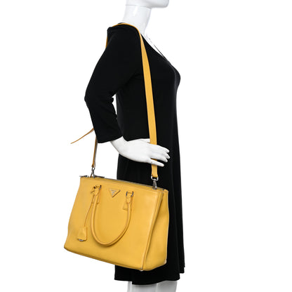 Prada City Calf Medium Galleria Double Zip Tote Yellow 2 of 25