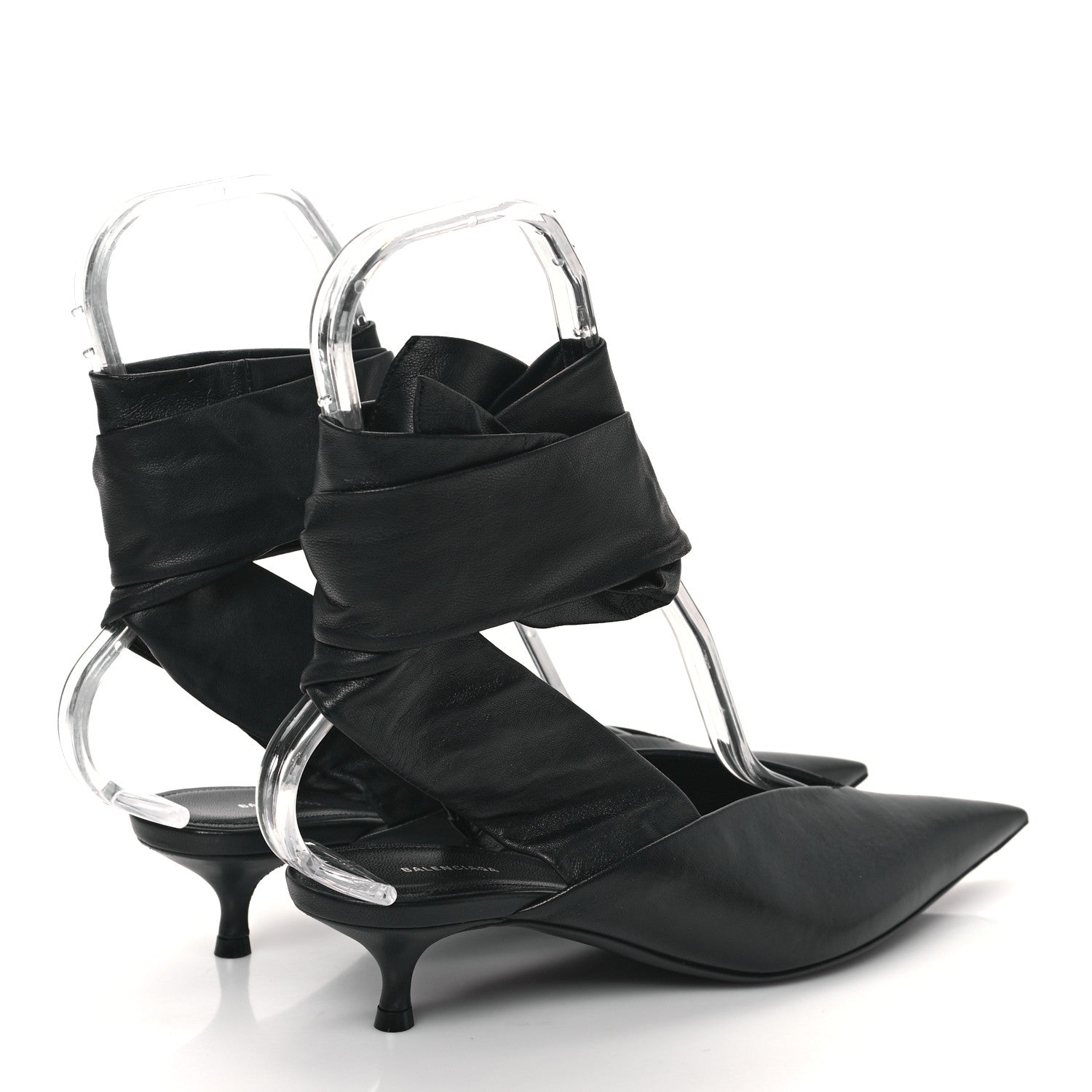 Balenciaga Soft Nappa Pointed Toe Wrap 40mm Mules 37 Black 4 of 9