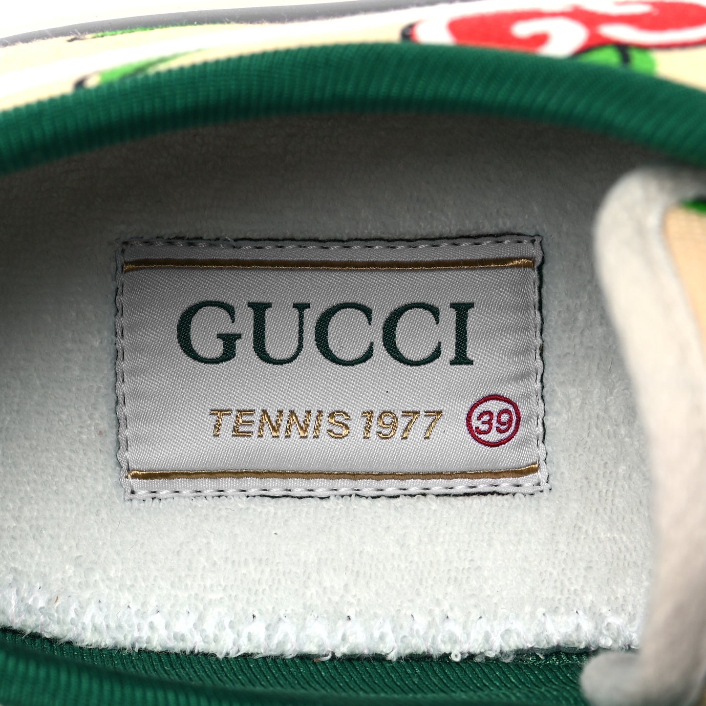 Canvas Web GG Apple Womens 1977 Tennis Sneakers 39 Ivory Red Mystic White New Shamarock