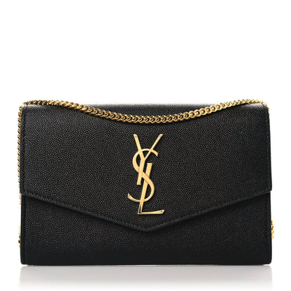 Saint Laurent Grain De Poudre Uptown Chain Wallet Black 1 of 12