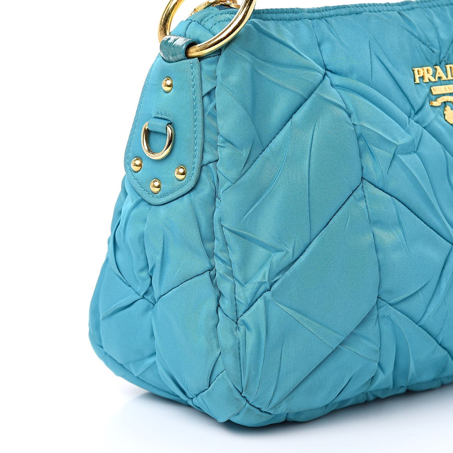Prada Tessuto Nylon Chevron Quilted Shoulder Bag Turchese 10 of 11