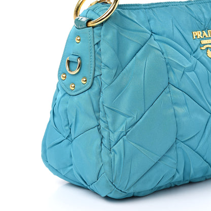 Prada Tessuto Nylon Chevron Quilted Shoulder Bag Turchese 10 of 11
