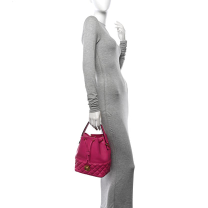 Versace Nappa Quilted Medusa Top Handle Bucket Bag Fuchsia 2 of 11