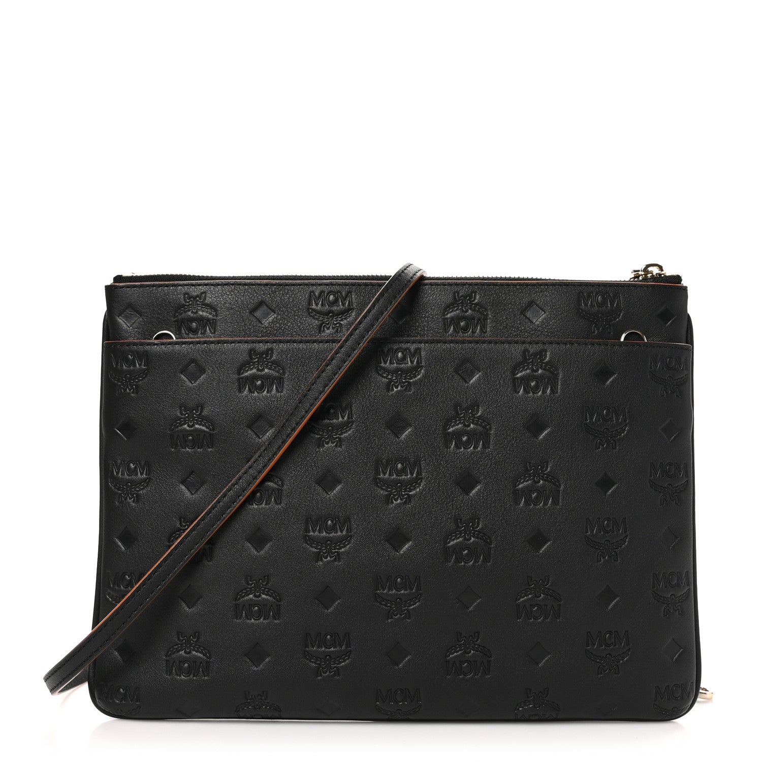 MCM Calfskin Monogram Klara Crossbody Pouch Black 1 of 11
