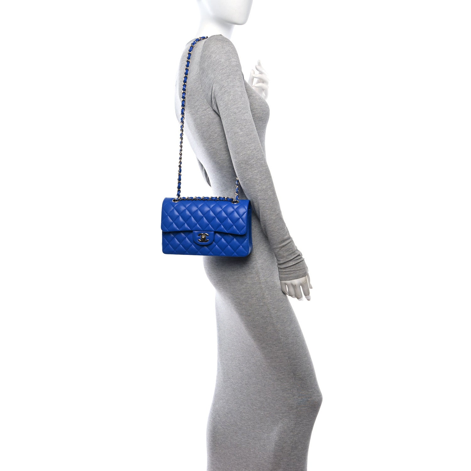 Chanel Caviar Quilted Small Double Flap Blue 2 of 10