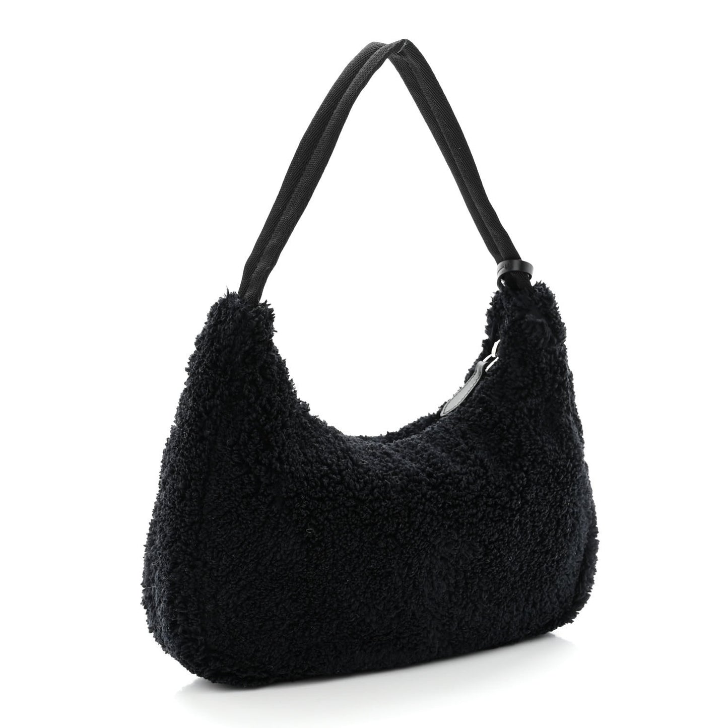 Terry Cloth Mini Re-Edition 2000 Bag Black White