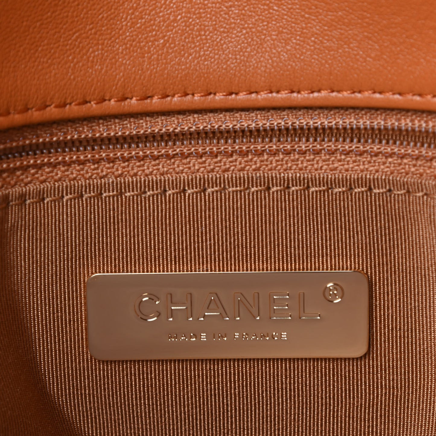 Lambskin Quilted Medium Chanel 19 Flap Light Brown