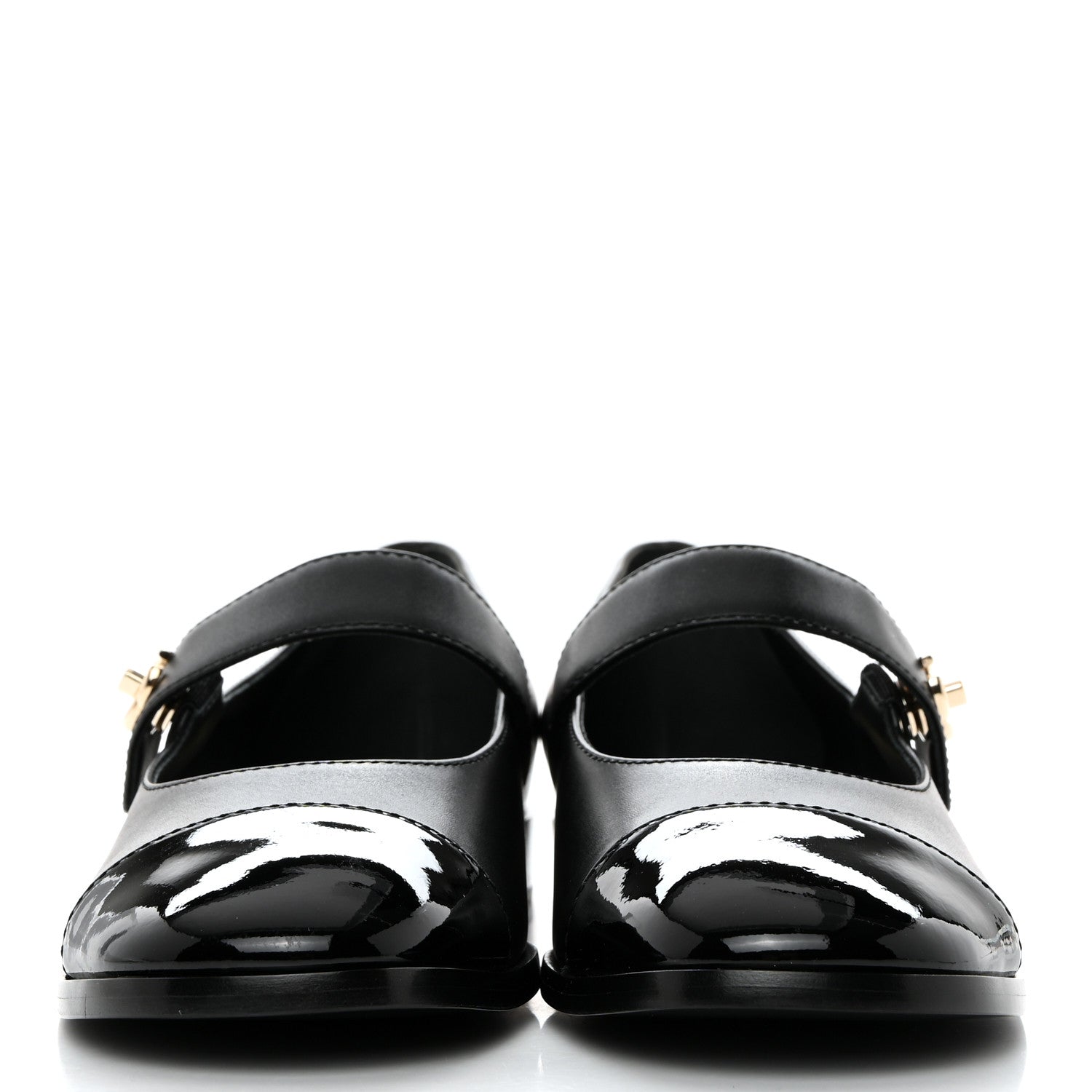 Chanel Calfskin Patent Mary Janes Flats 39 Black 2 of 8