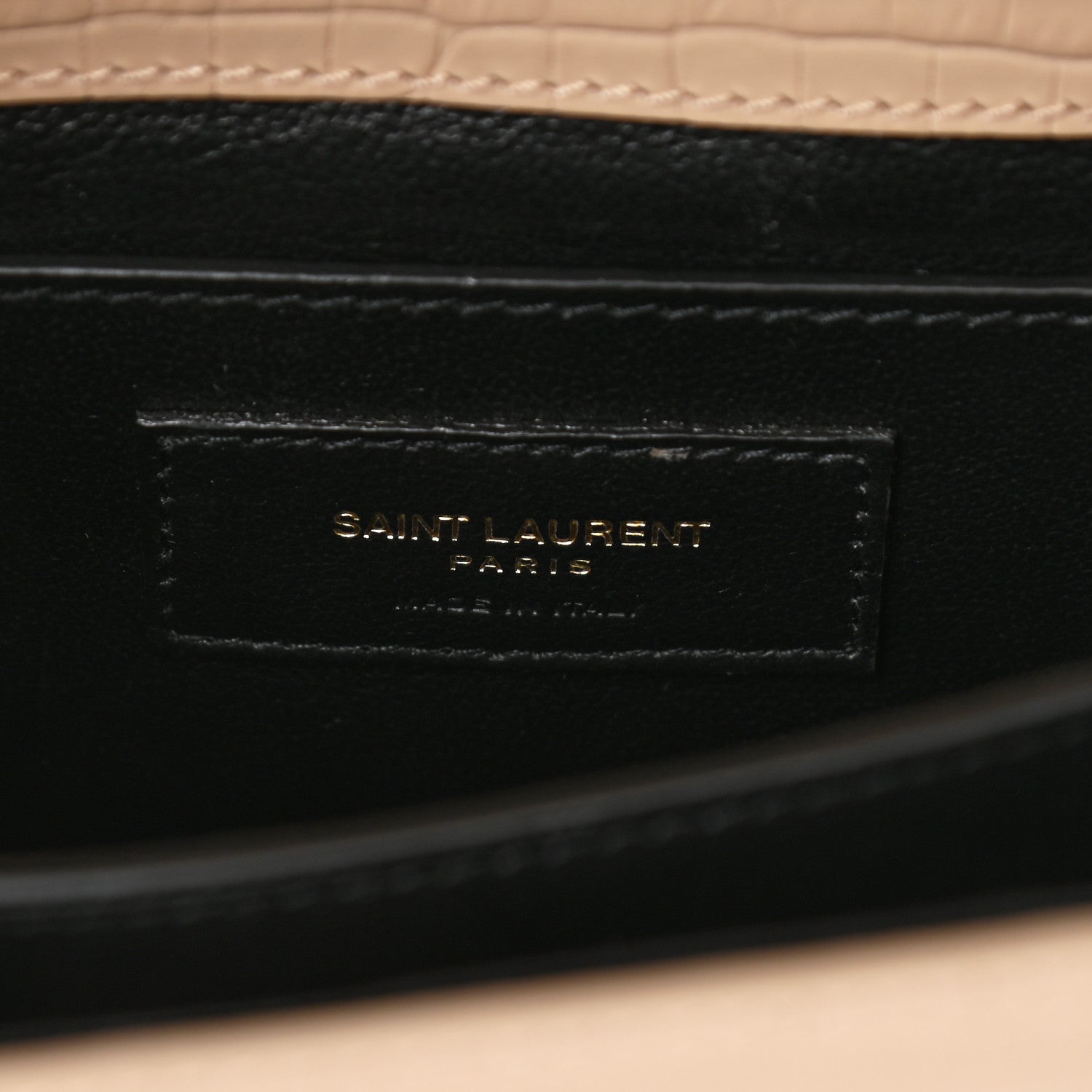 Saint Laurent Crocodile Embossed Mini Classic Monogram Cassandra Top Handle Nude 6 of 10