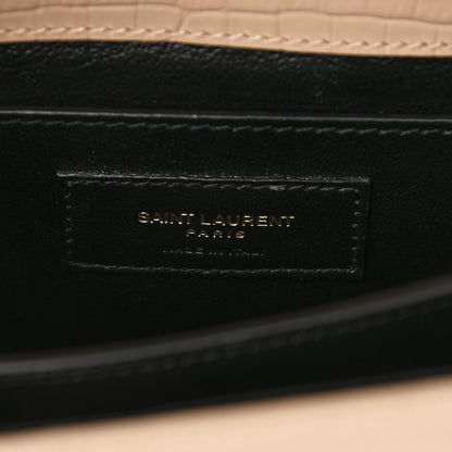 Saint Laurent Crocodile Embossed Mini Classic Monogram Cassandra Top Handle Nude 6 of 10